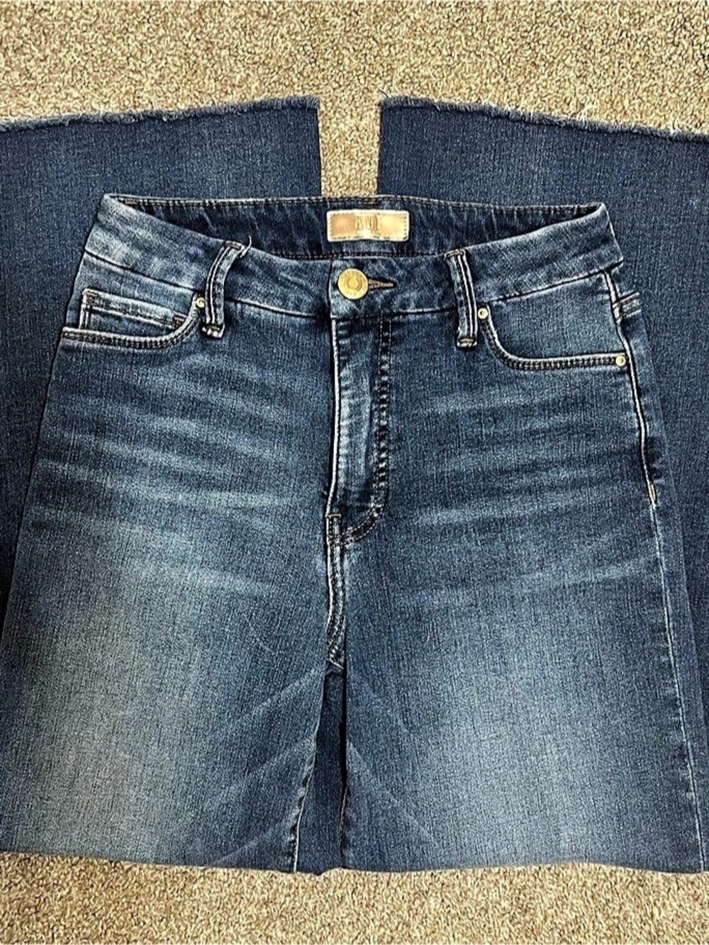 KUT from the Kloth Meg High Rise Fab Ab Wide Leg Raw Hem Jeans Size 00